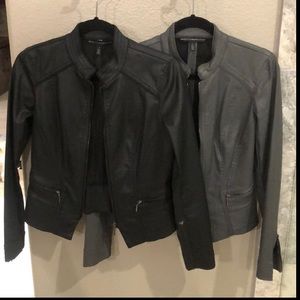 WHBM Coded Gray Leather Jacket